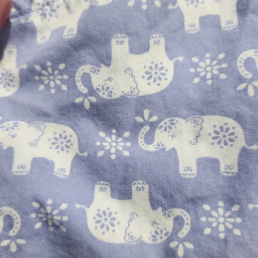 Gymboree Girls Romper‎ 5T Purple Elephant Print 100% Cotton Teal Belt Pockets